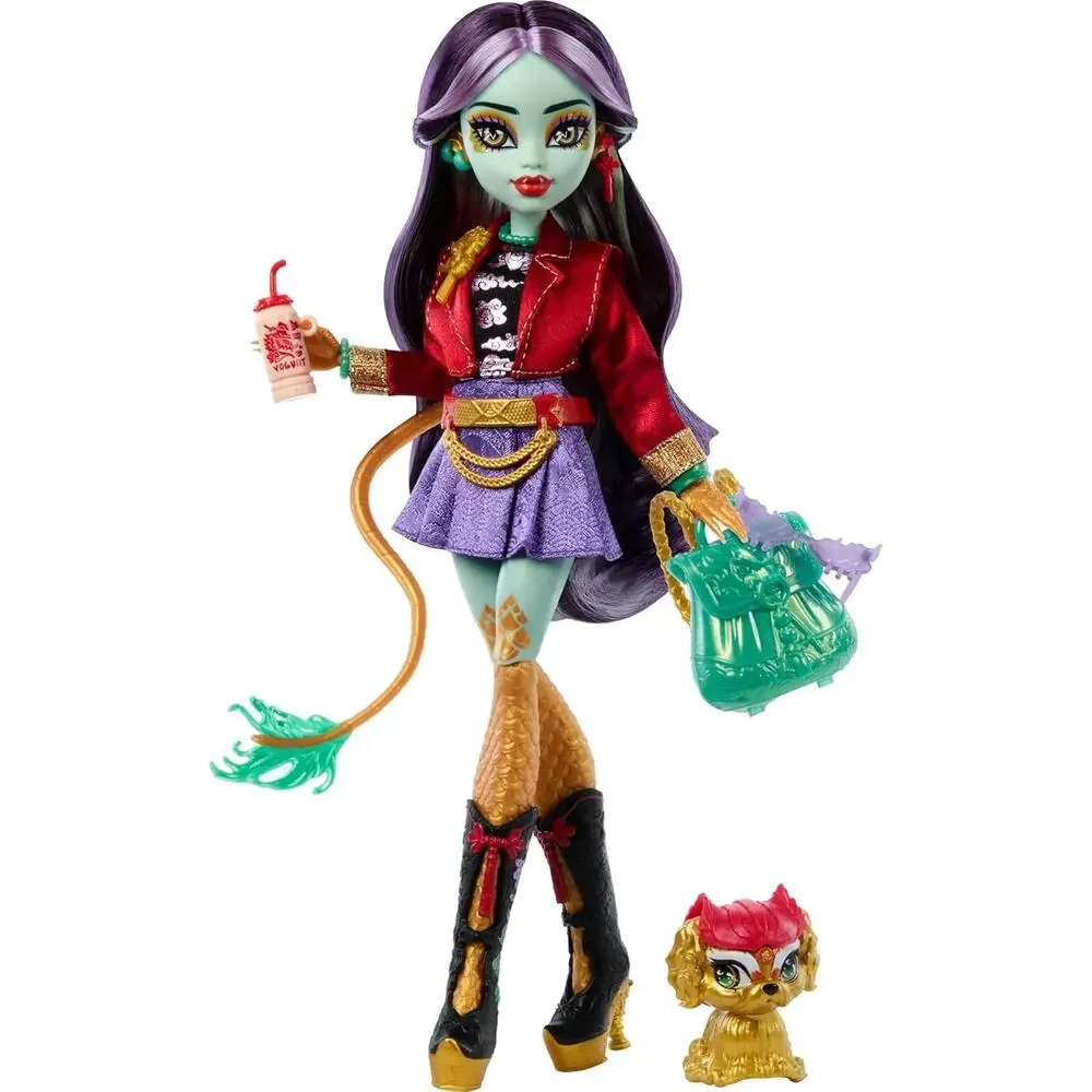 Monster High Jinafire Long Doll, Dragon with Pet Dog Cloudy “Yun Yun”  NWT
